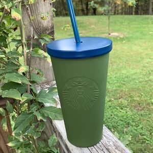Rare HTF Matte Green Blue Lid Starbucks Coffee Tumbler